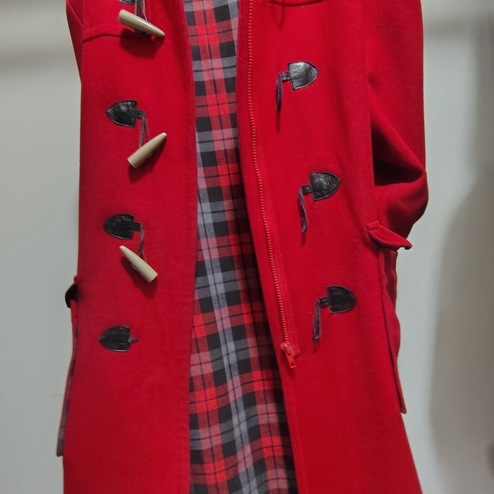 Chic Red Toggle Pea Coat